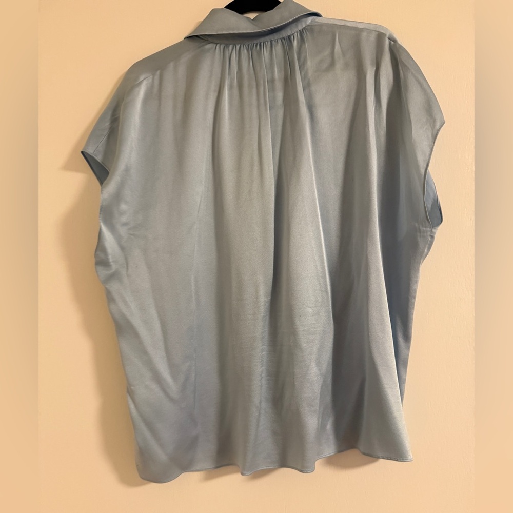Silk Cap-Sleeve Ruched-Back Blouse - Picture 4 of 5